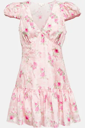LOVESHACKFANCY Robe Russ en soie à fleurs