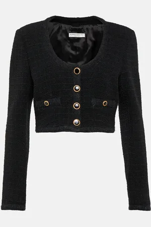 Alessandra Rich Blazer raccourci en tweed à carreaux