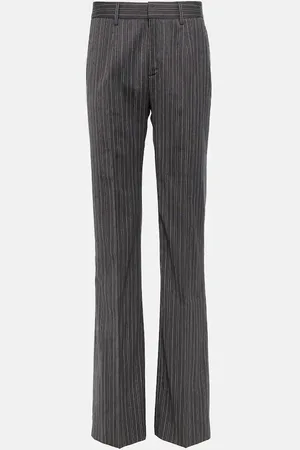 Alessandra Rich Pantalon droit avec taille haute et fines rayures