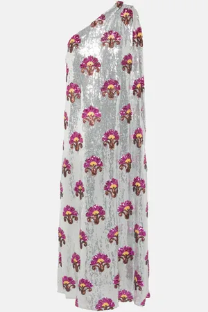La DoubleJ Robe midi Roy asymétrique à sequins