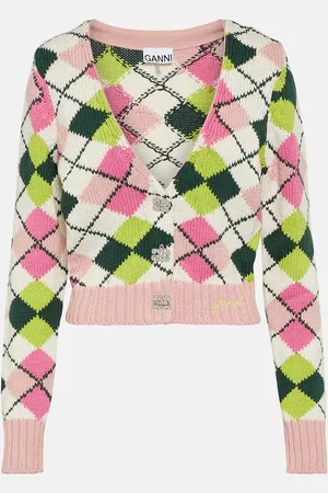 Ganni Cardigan Argyle en coton