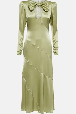 Alessandra Rich Robe longue en soie à ornements