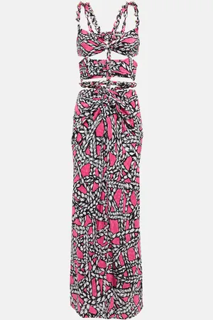 AREA Robe midi imprimée en soie