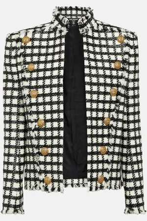 Balmain Veste en tweed à carreaux
