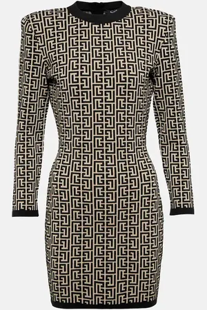 Balmain Robe Monogram en laine mélangée