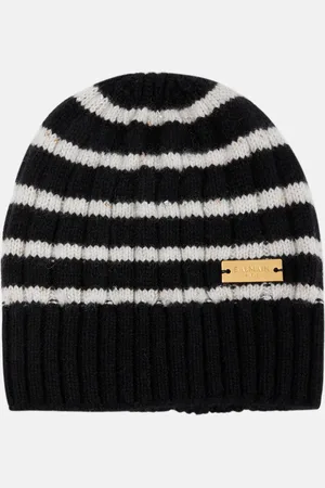 Balmain Bonnet rayé en cachemire mélangé