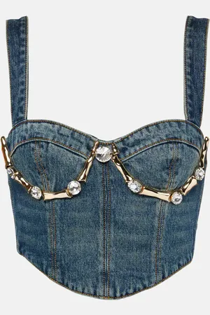 AREA Top Claw en jean à ornements