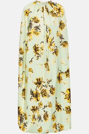 Jil Sander Robe cape midi à fleurs