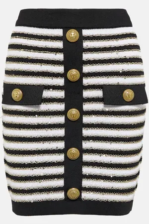 Balmain Mini-jupe à taille haute rayée