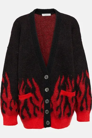 Alessandra Rich Cardigan en jacquard de mohair et laine mélangés