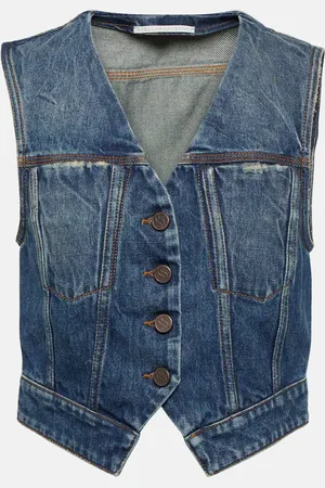 Stella McCartney Veste raccourcie sans manches en jean