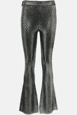 Paco rabanne Pantalon droit métallisé à taille haute