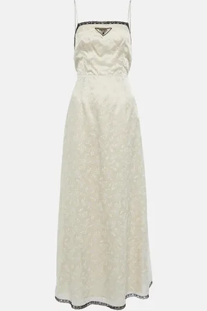 Prada Robe longue à fleurs et à dentelle