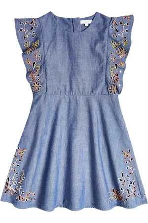 Chloé Chloé Kids Robe brodée en chambray de coton