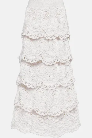 Oscar de la Renta Jupe midi en crochet de coton