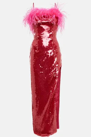 GIUSEPPE DI MORABITO Robe longue à sequins et à plumes