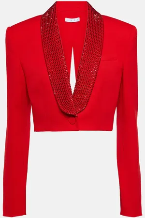 AREA Blazer raccourci en laine à cristaux