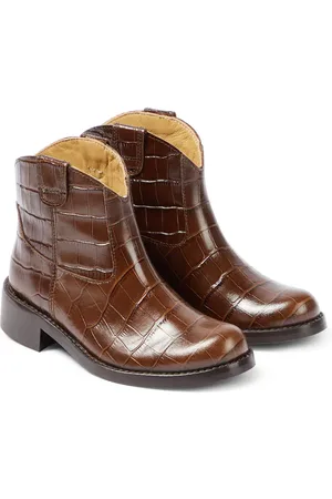 BONPOINT Bottes Santiag en cuir embossé