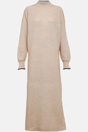 Brunello Cucinelli Robe midi en alpaga et coton