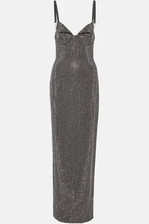 AREA Robe longue à cristaux