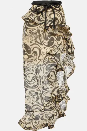 ZIMMERMANN Jupe midi Matchmaker asymétrique en lin et soie