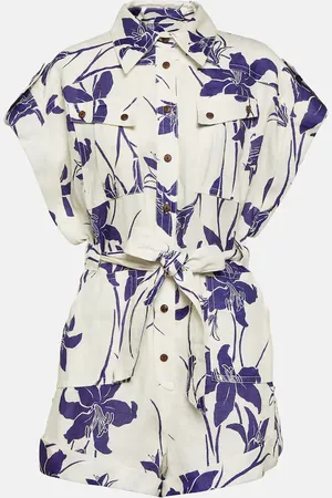 ZIMMERMANN Combi-short Acadian en lin à fleurs