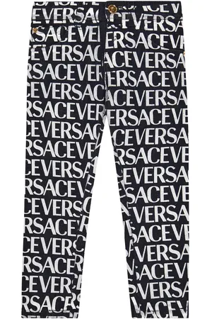 VERSACE Jean imprimé en coton à logo