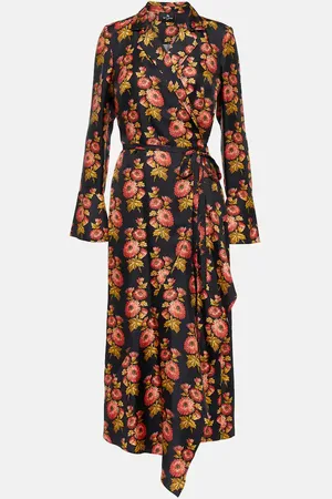 Etro Robe portefeuille midi en soie à fleurs