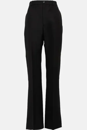 Balenciaga Pantalon à taille haute en laine vierge