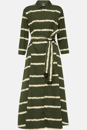 Max Mara Robe midi Olanda rayée en coton