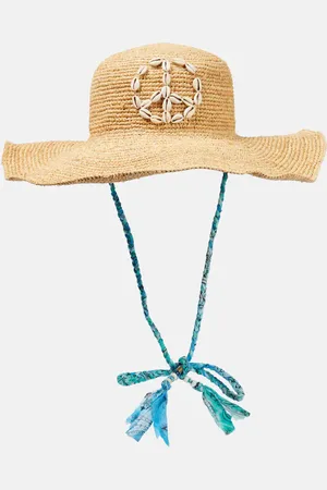 Alanui Chapeau en raphia à coquillages