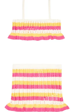 MONNALISA Ensemble top et jupe rayés en crochet