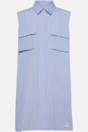 SACAI Robe chemise rayée en coton