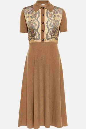 Etro Robe midi en cachemire, laine et soie