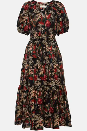 ULLA JOHNSON Robe midi Olina imprimée en coton