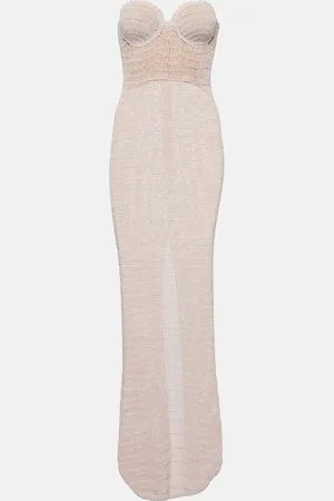 MAGDA BUTRYM Robe midi en crochet de coton et lin mélangés