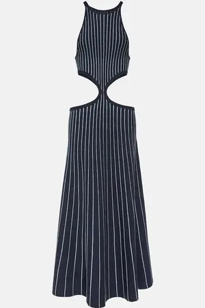 GABRIELA HEARST Robe longue Tam rayée en laine et soie