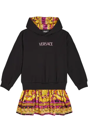 VERSACE Robe imprimée en coton mélangé à logo