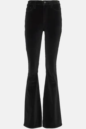 Frame Pantalon évasé Le High Flare Velveteen en velours