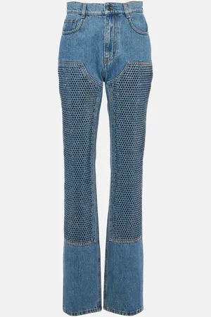 AREA Jean droit taille haute avec cristaux