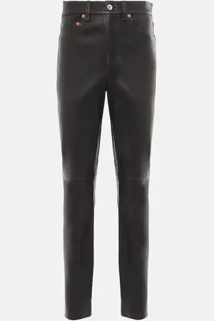 RE/DONE Pantalon droit 70s à taille haute en cuir