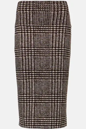 Norma Kamali Jupe midi à taille haute et à carreaux
