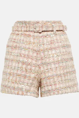 Self-Portrait Short en bouclé à sequins