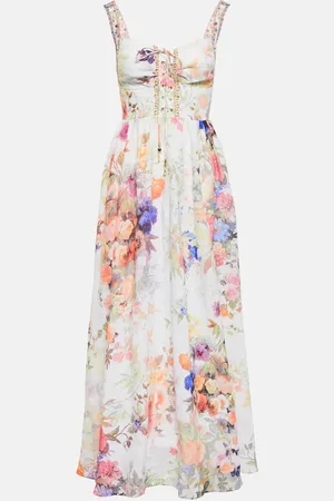Camilla Robe longue à fleurs en lin