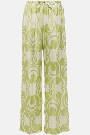 DRIES VAN NOTEN Pantalon ample imprimé en soie