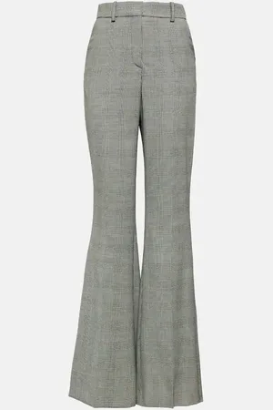 Balmain Pantalon flare en laine à carreaux