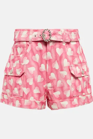 Alessandra Rich Short imprimé à taille haute en jean