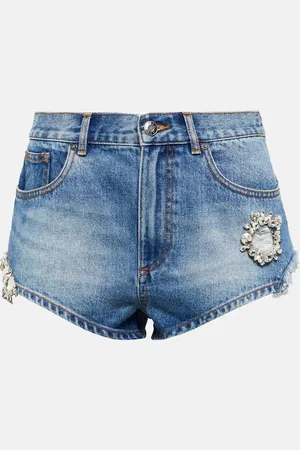 AREA Short en jean à ornements