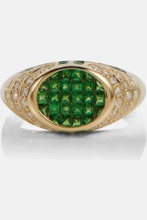 Rainbow K Bague Lady Emerald en or 14 ct, émeraudes et diamants