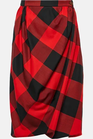 Vivienne Westwood Jupe midi en laine vierge à carreaux